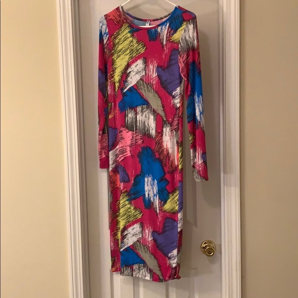 Long Sleeve Body Con Midi Dress